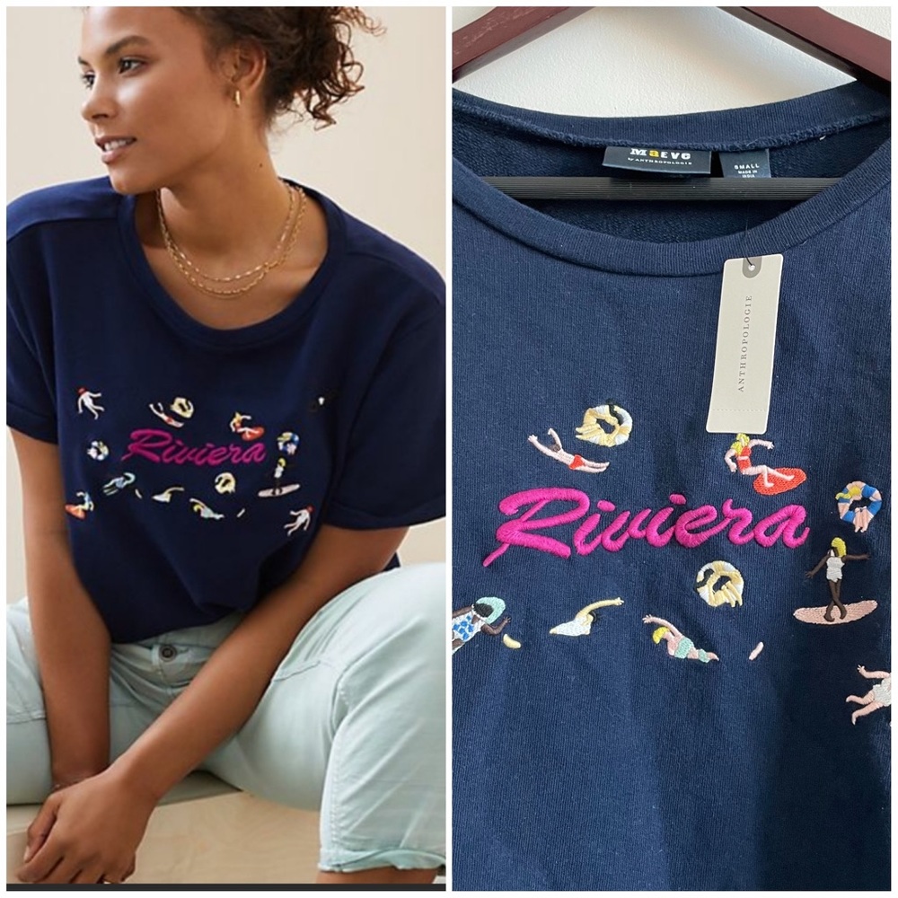 Maeve Beachy Embroidered Sweatshirt Tee